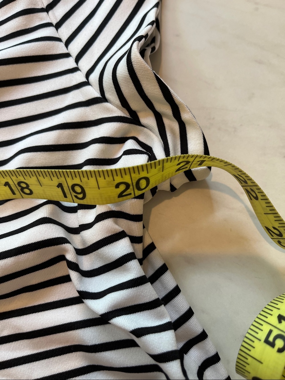 Chicos Striped Tee Shirt with cap sleeves. Size 2= 12 - Picture 4 of 7